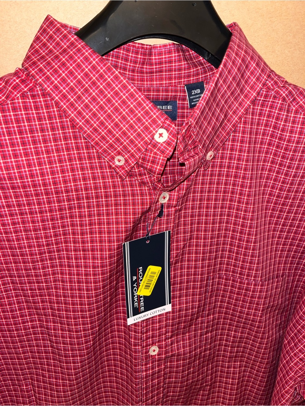 NWT Roundtree & Yorke Red Plaid Button-Down Shirt - 2XB